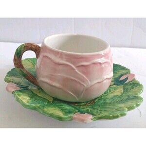 Zaccagnini Italy Pottery Roses Tea Cup & Saucer Set Made For  Walter Hatches
